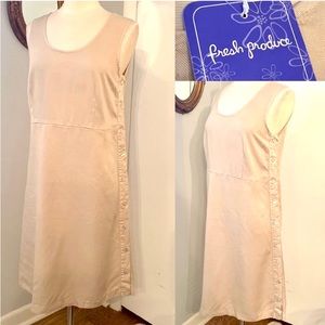Fresh Produce sleeveless Midi Dress Tan Neutral L NWT Tencel Modest Jumper